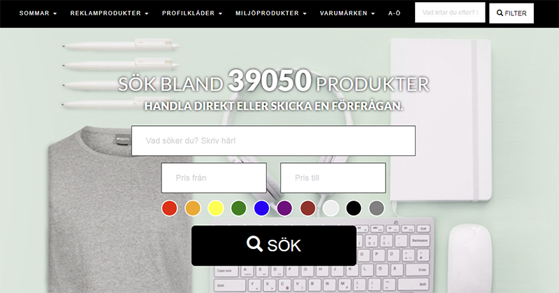 En webbshop, tusentals profilprodukter.