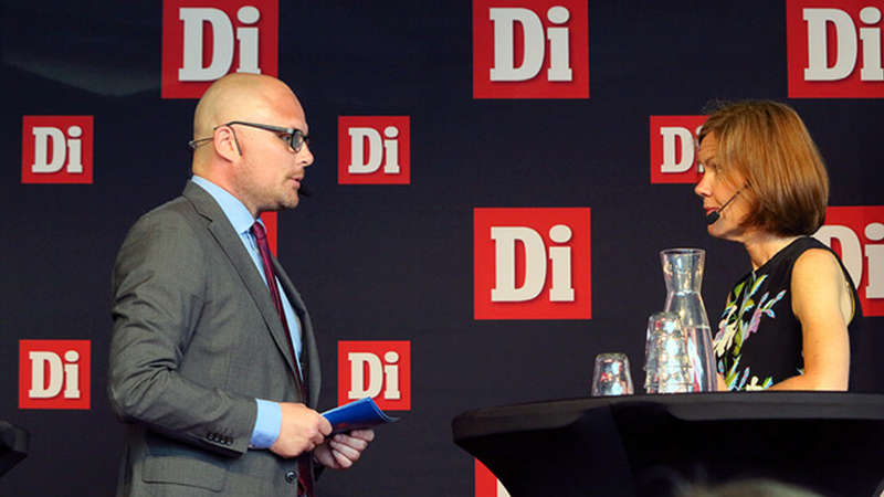 Vismas digitaliseringsexpert Pär Johansson och Henrietta Westman på DI-scenen i Almedalen.