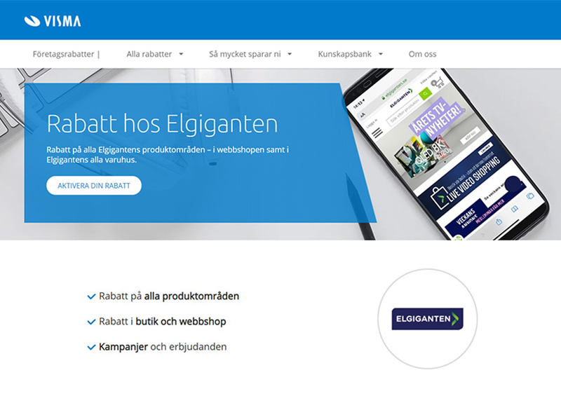 Rabatt hos Elgiganten med Visma Advantage.