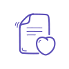 ikon med ett dokument och ett hjärta framför