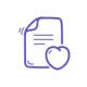ikon med ett dokument och ett hjärta framför