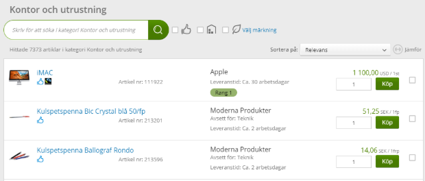 Produktkatalog i Visma Proceedo