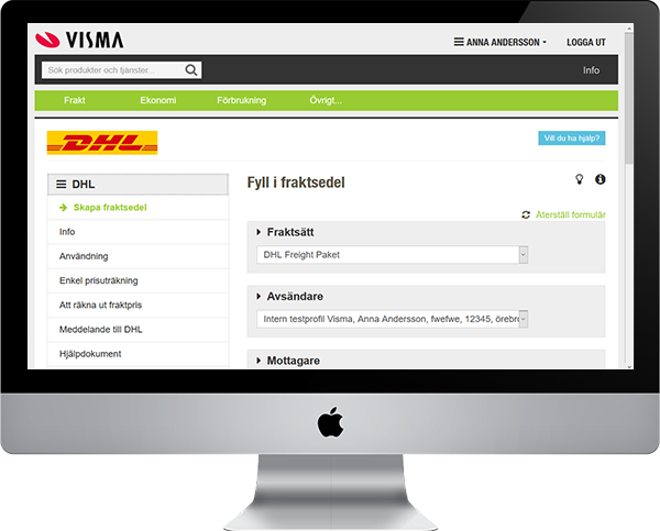 Skriv ut fraktsedel från Vismas fraktmodul